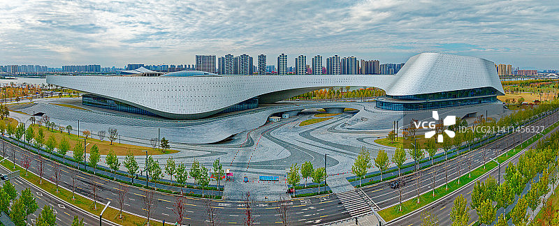 西安浐灞长安云城市展示中心航拍图片素材