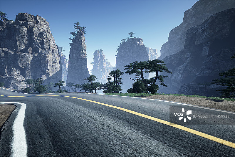 张家界，公路，悬崖，中国风图片素材