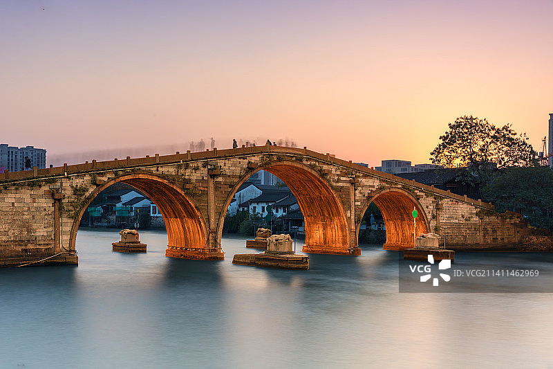 浙江杭州拱宸桥夕阳图片素材