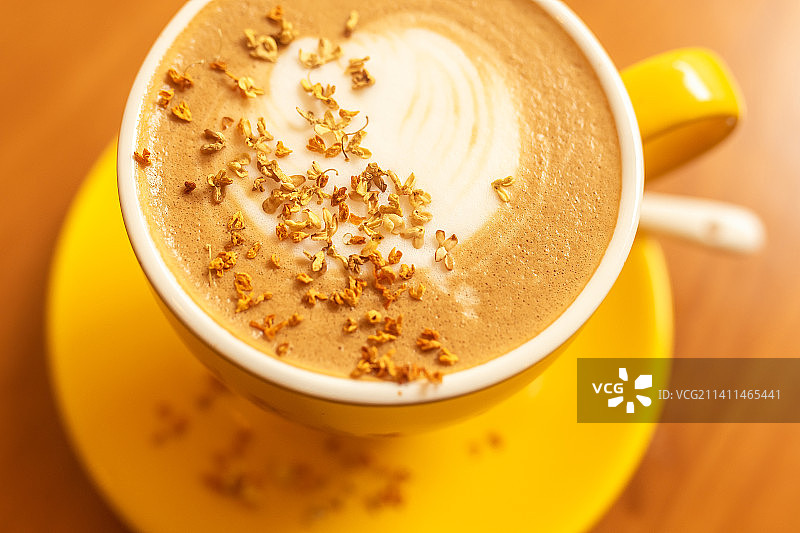 桂花拿铁咖啡图片素材