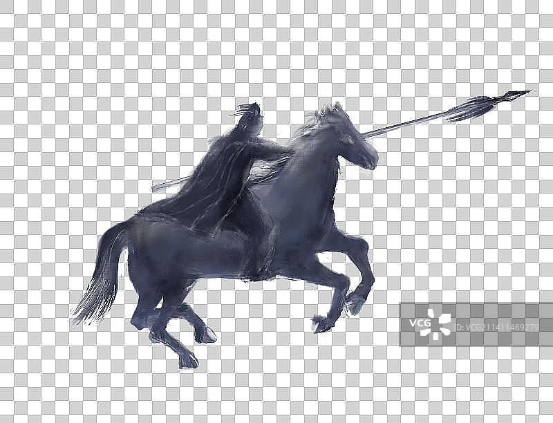 将军骑马驰骋的插画图片素材