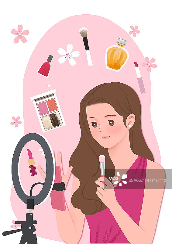 直播间美妆女孩图片素材