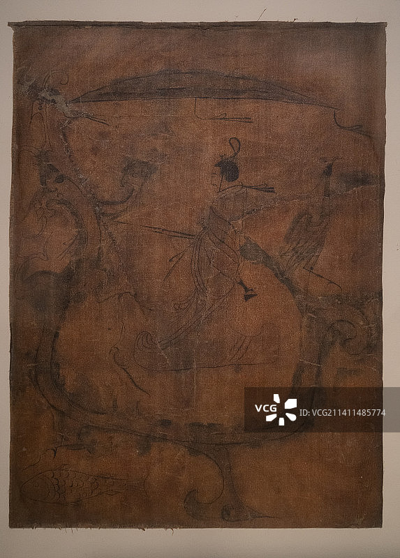 战国时期人物御龙帛画复制品图片素材