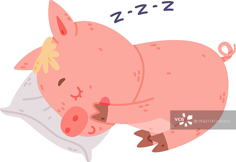 睡觉的粉色小猪卡通形象图片素材