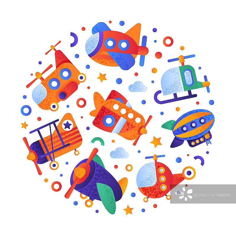 五颜六色的飞机和带翅膀的飞机图片素材