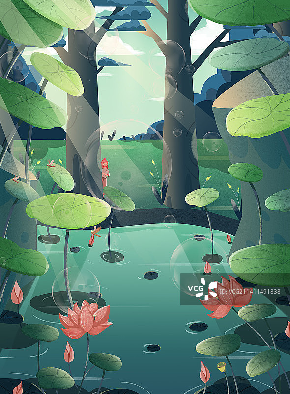 童趣插画，梦回夏天图片素材