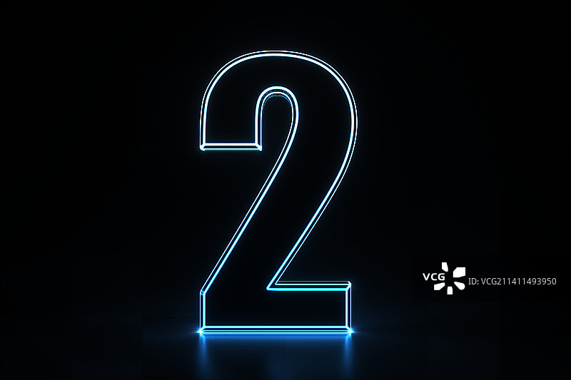 3D霓虹灯创意数字2图片素材