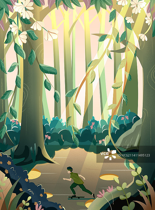 运动少年，逐梦自然图片素材