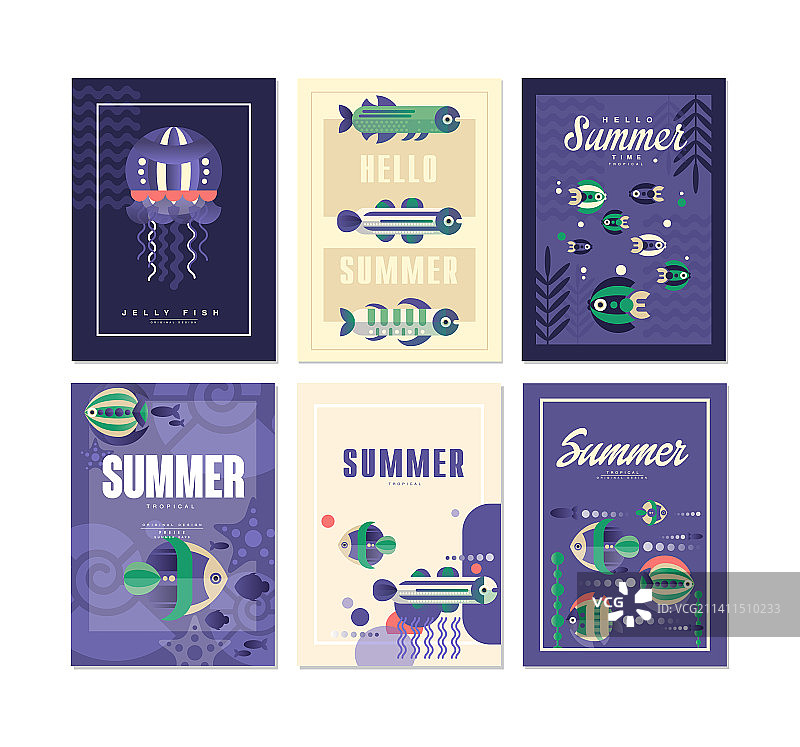 热带鱼夏季海报图片素材