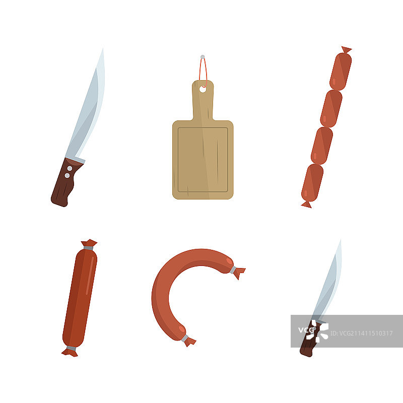 香肠和切割板图片素材