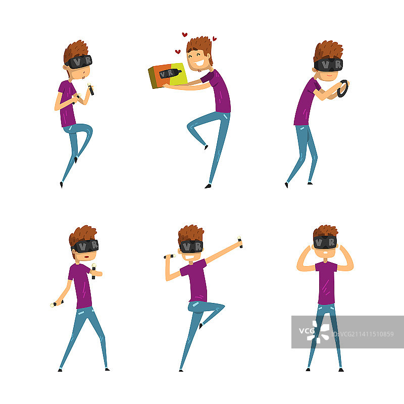 与VR互动体验的年轻男人图片素材