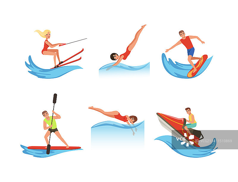 男女享受水上运动图片素材