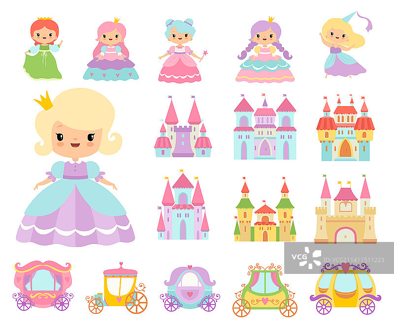 身穿漂亮连衣裙、头戴皇冠的城堡公主图片素材