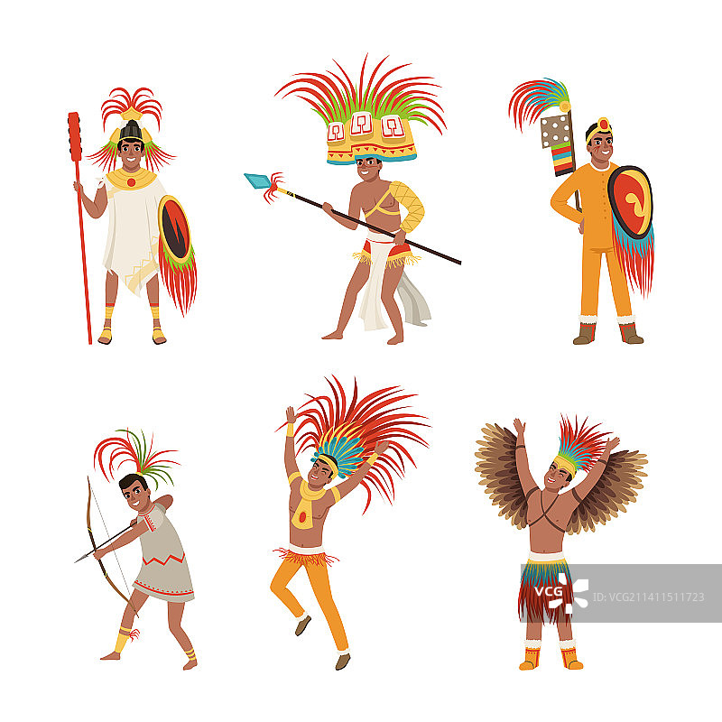 穿着传统服饰的阿兹特克战士图片素材