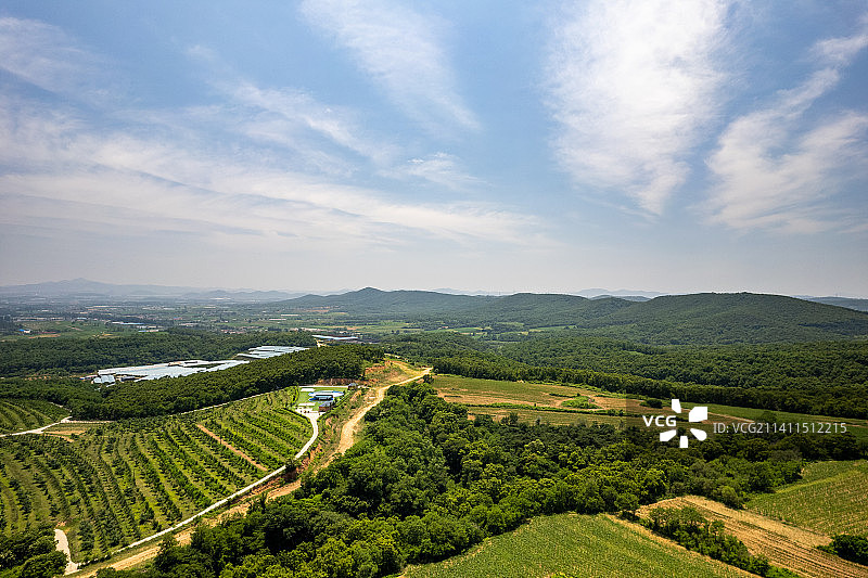 农田丘陵平原航拍图片素材