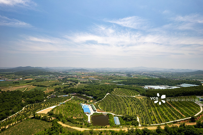 农田丘陵平原航拍图片素材