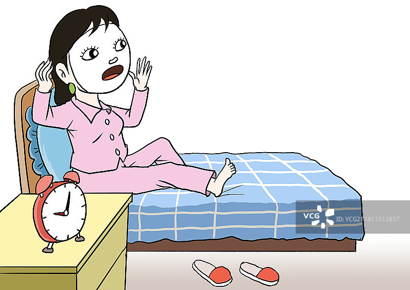 女子睡觉前躺在床上敷面膜图片素材