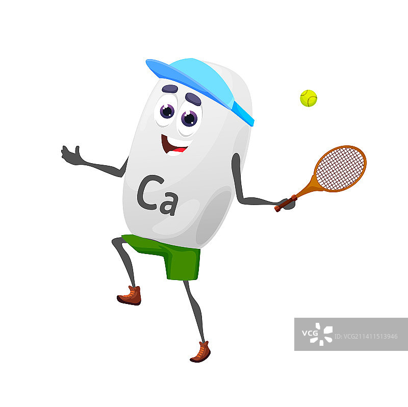 卡通网球运动员钙元素角色图片素材