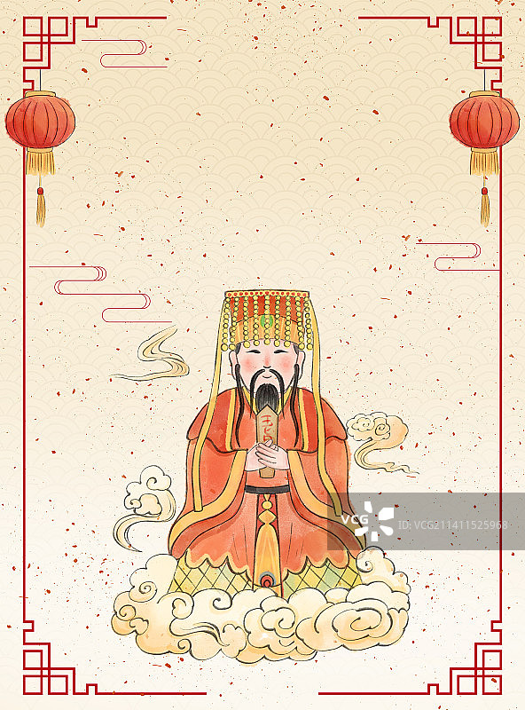 年俗大年初九玉皇天诞插画图片素材