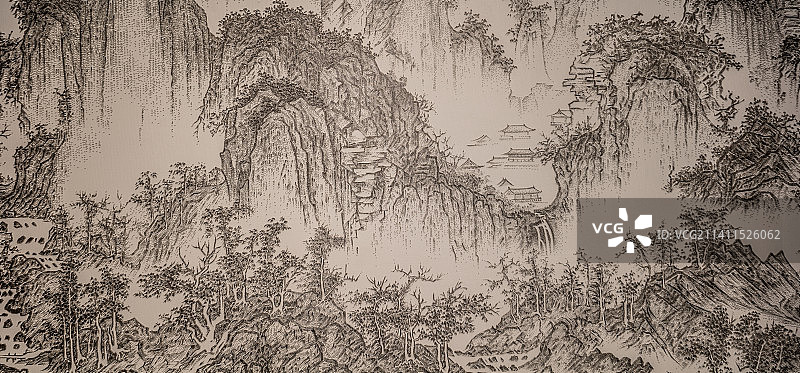 中式山水画图片素材