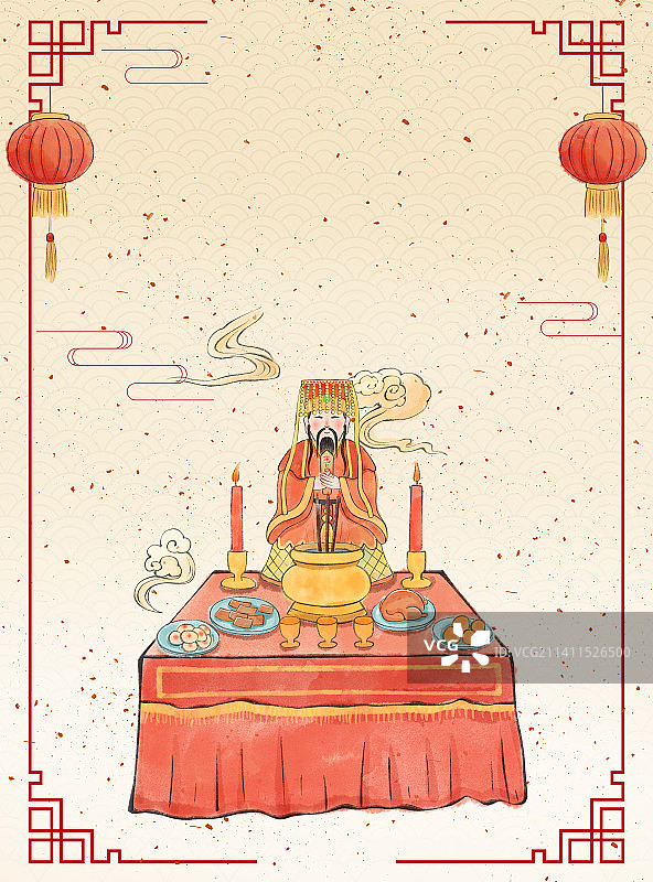 年俗大年初九玉皇天诞插画图片素材