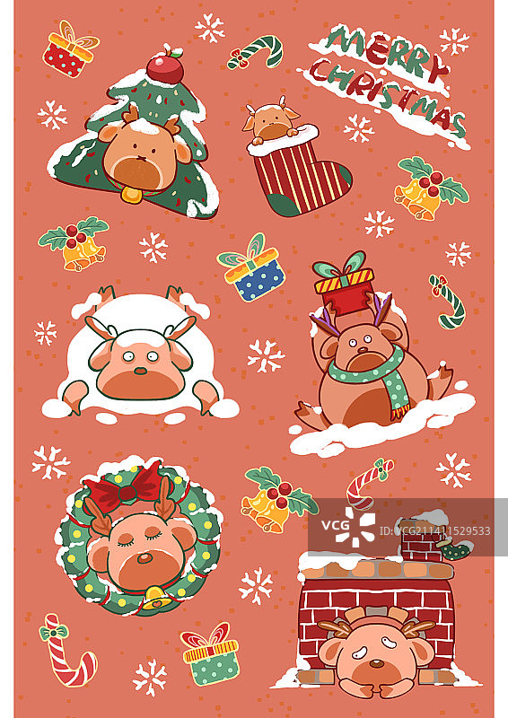 圣诞麋鹿贴纸图片素材