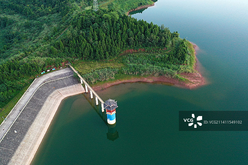 四川省南充市西充九龙潭水库航拍图片素材