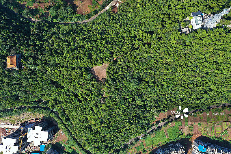 四川省南充市西充化凤山公园资福寺航拍图片素材