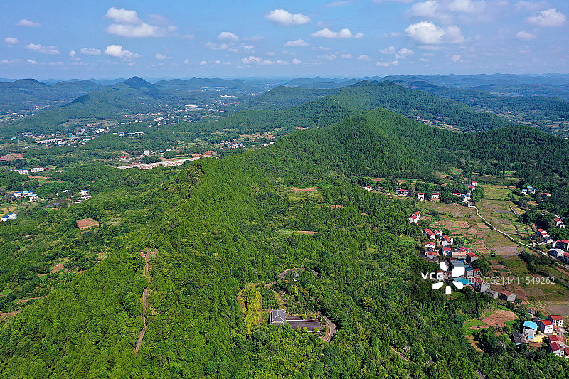 四川省南充市西充化凤山公园资福寺航拍图片素材