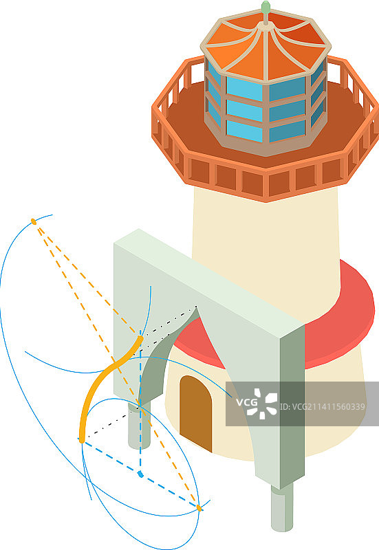 2.5D建筑概念拱门图标图片素材