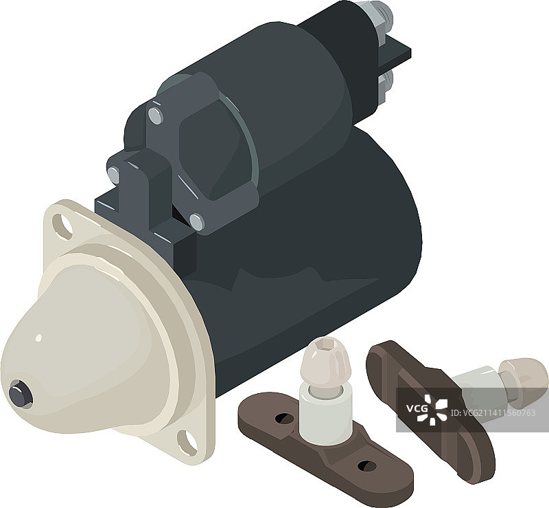 2.5D汽车启动器和线对图标细节图片素材
