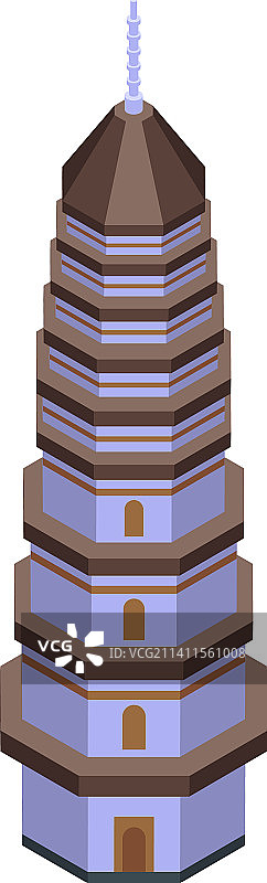 2.5D中国风宝塔图标图片素材
