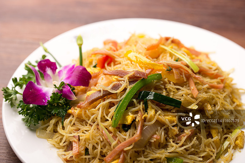 星洲炒米粉的特写图片素材