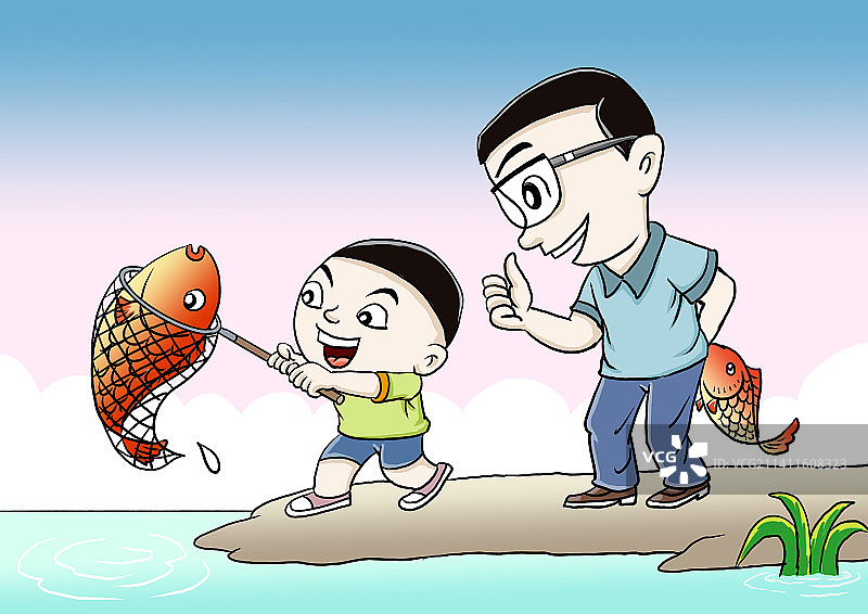 老师教给学生方法，自己动手钓到大鱼图片素材