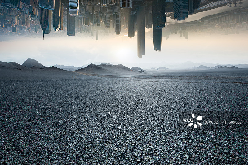 城市与戈壁大漠图片素材