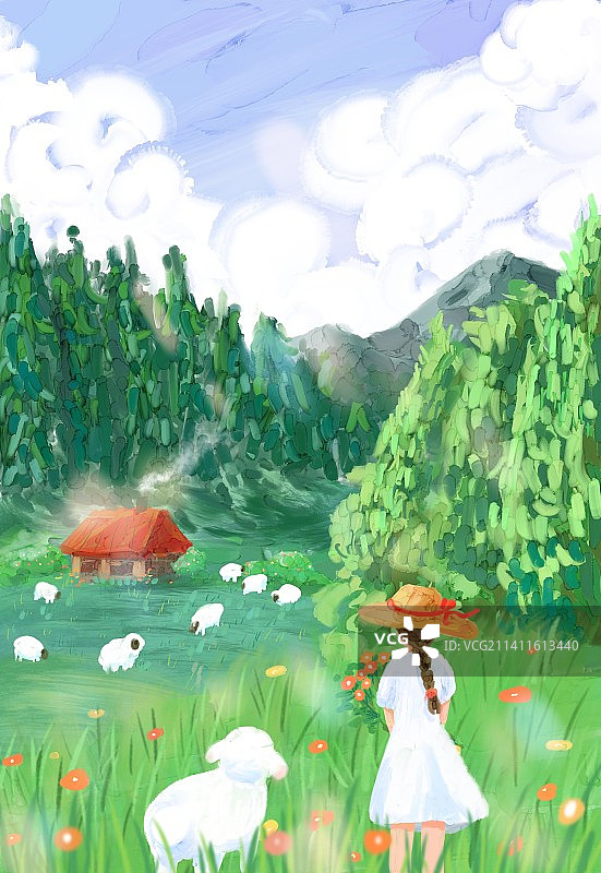 牧羊女孩图片素材