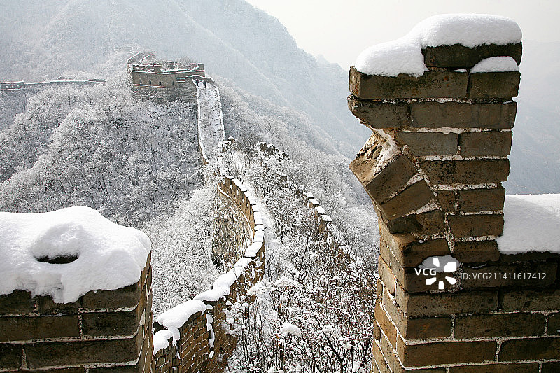 北京  箭扣长城西大墙段雪景图片素材
