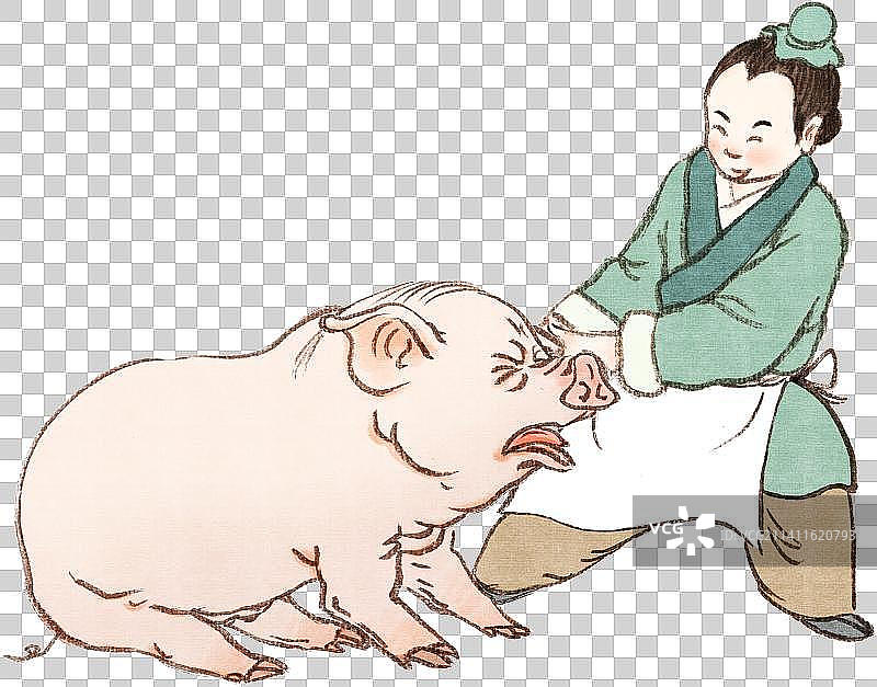 中国古代传统年俗系列之腊月二十六杀年猪图片素材