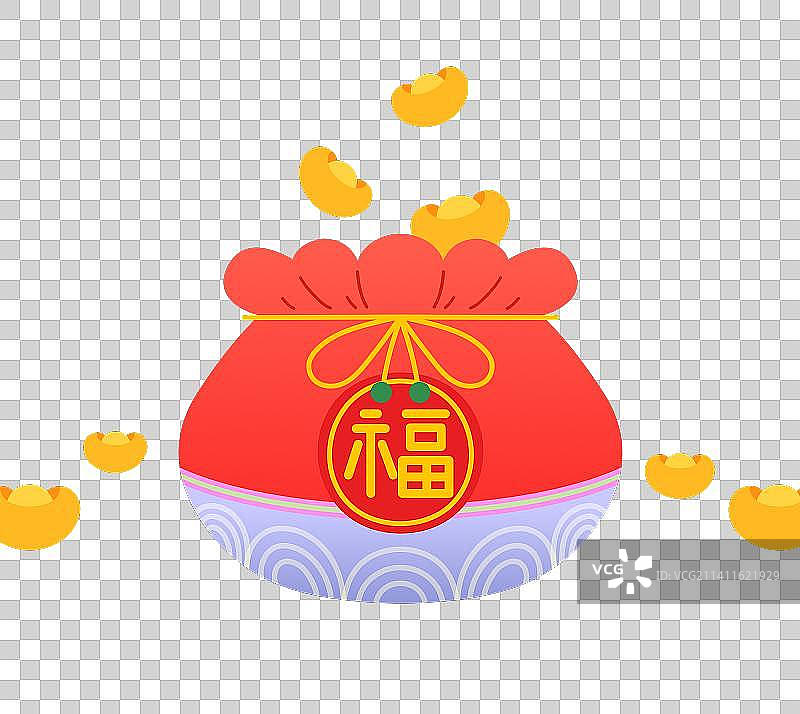 卡通红色红包福袋元宝图片素材