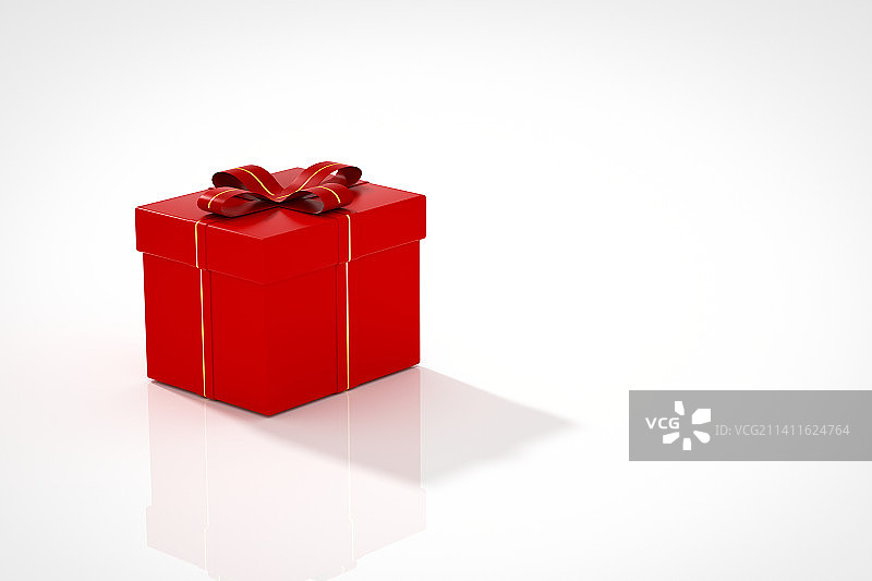 三维渲染白色背景下一个红色礼物盒子图片素材