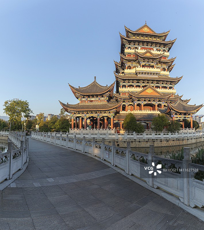 中国云南保山青华海国家湿地公园永昌阁永子棋院图片素材