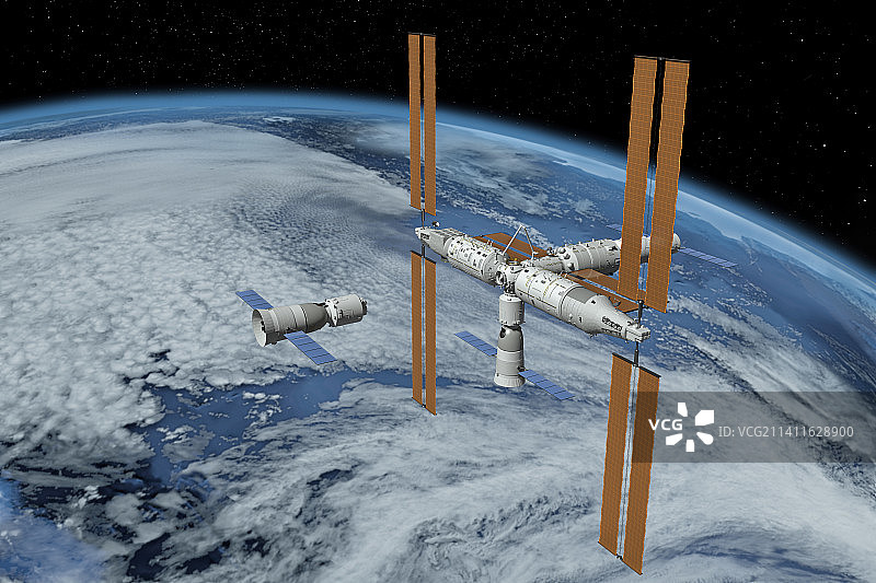 神舟十五与中国空间站对接图片素材