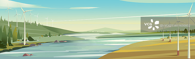 原野上的风力发电厂图片素材