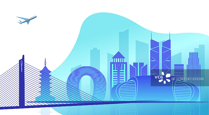 中国浙江省湖州市城市矢量插画网页版图片素材