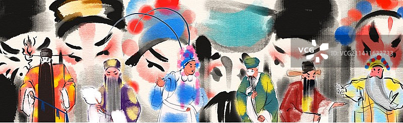 戏曲京剧背景人物图图片素材