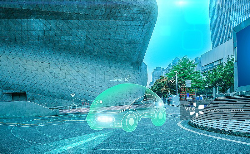 未来科技汽车无人芯片太阳能车辆自动操控驾驶黑科技感知规划自适应纯电动驱动载客出行产业设计理念模式图片素材