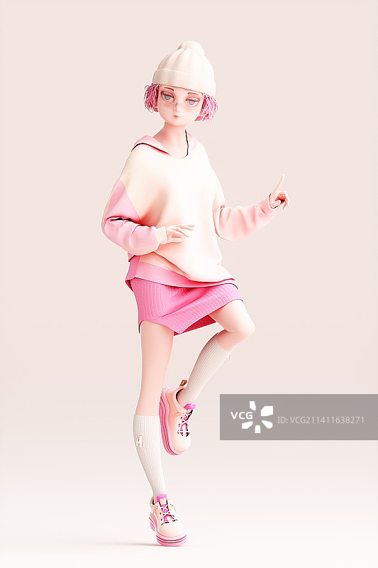 3D渲染的时尚女孩图片素材