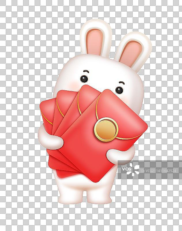 兔子三维立体矢量插画单个元素图片素材