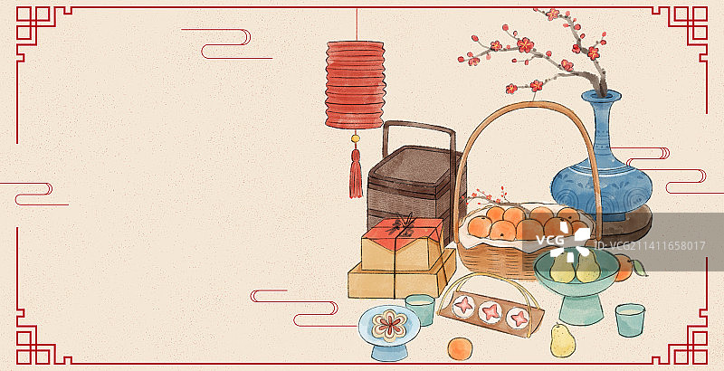 年俗大年初二回娘家插画图片素材