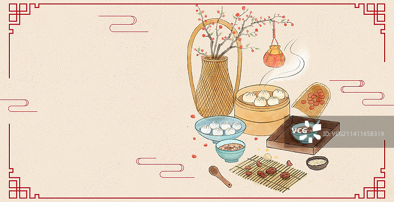 春节腊八节插画图片素材